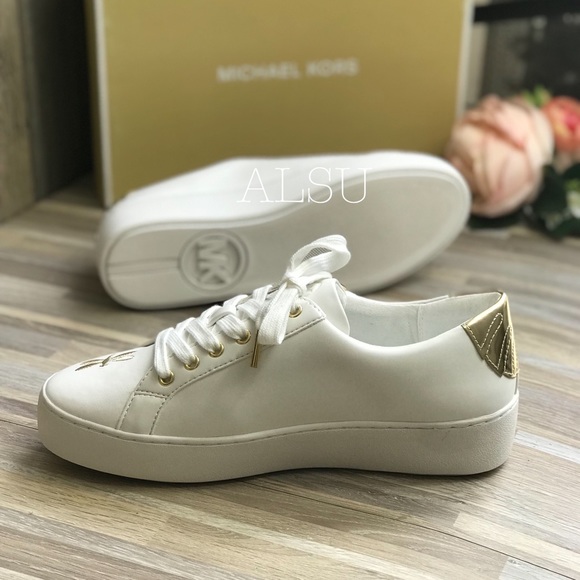 Michael Kors Poppy Lace Up Napa Optic Pale Gold W - Picture 3 of 8